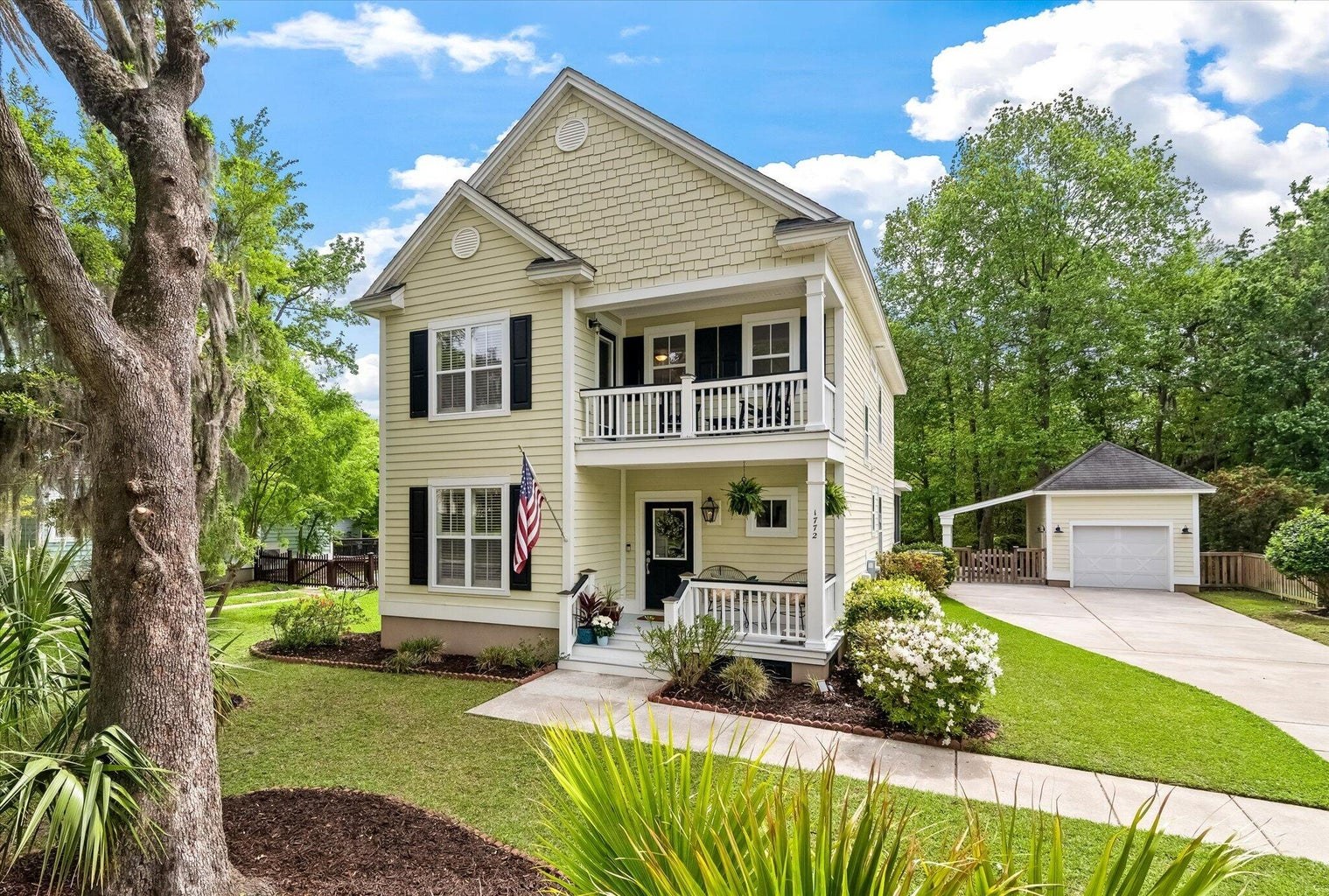 Lowcountry-style two-story home with double porches