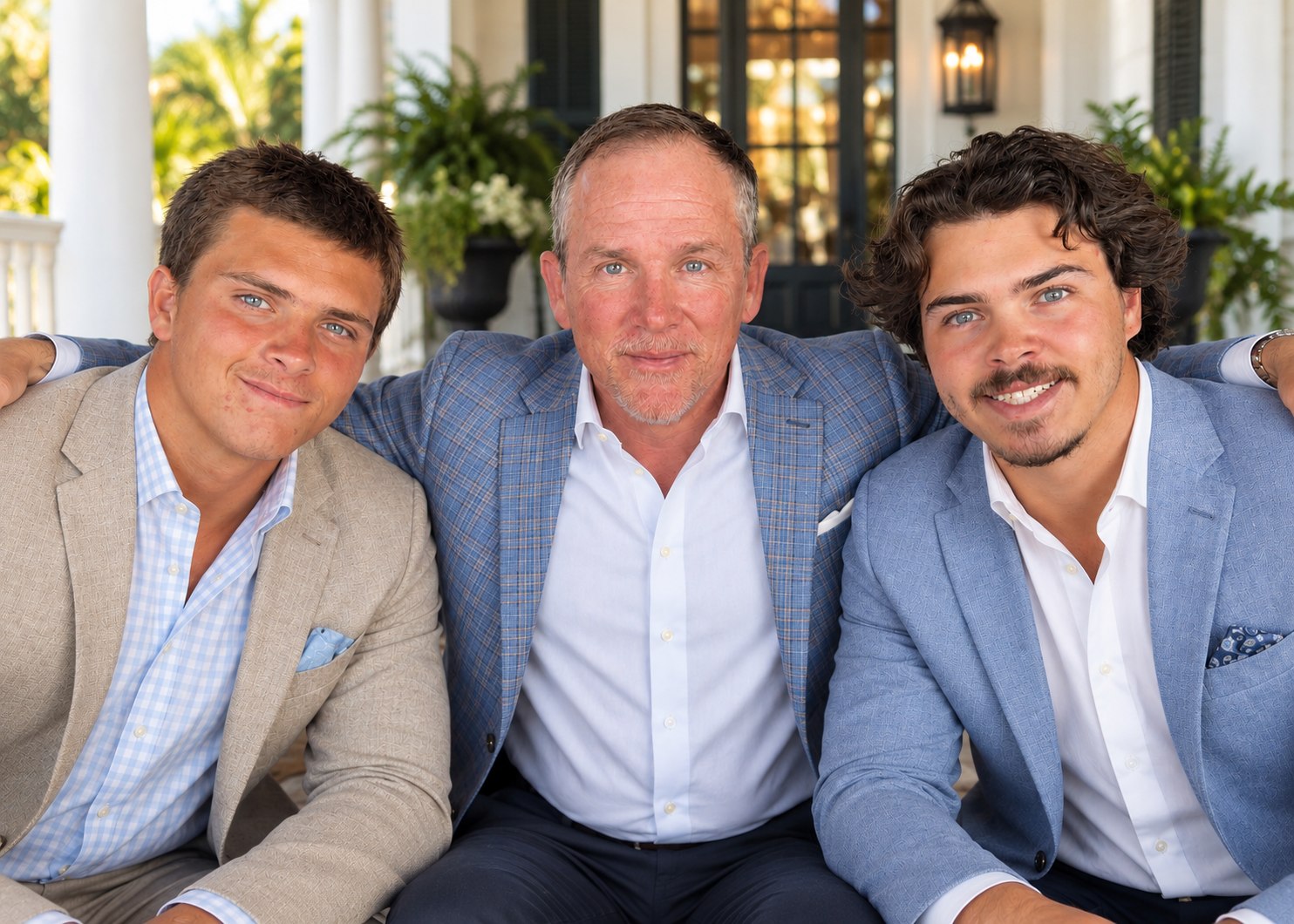 Sean Jager with sons Michael and Gabriel in a Charleston-style family portrait